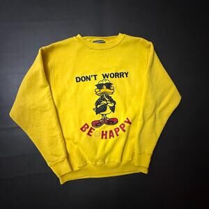 Vintage Duck Sweatshirt Adult Medium Yellow Made in USA 1990s Crew Neck Marley